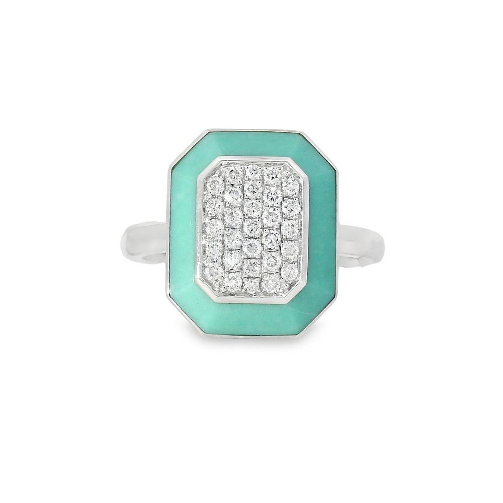 Astonishing Diamonds & Turquoise Frame Ring