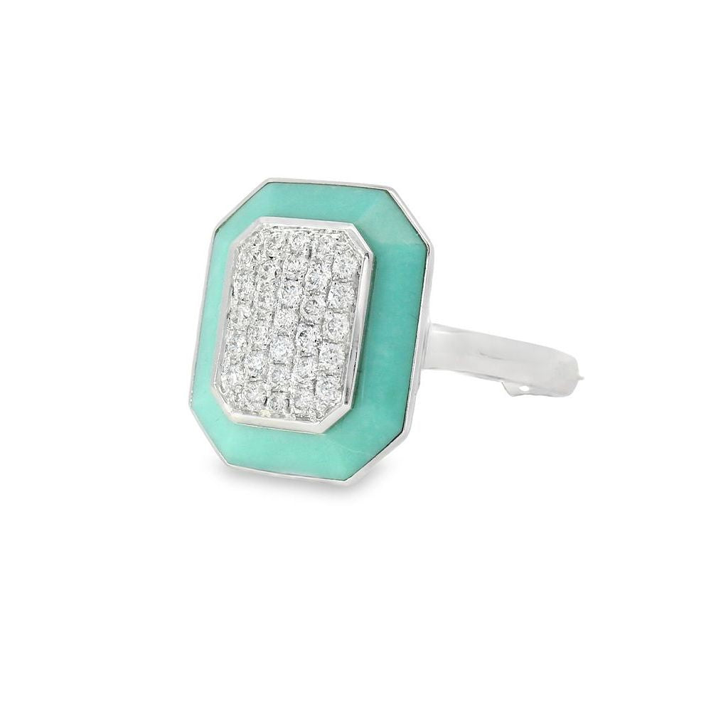 Astonishing Diamonds & Turquoise Frame Ring
