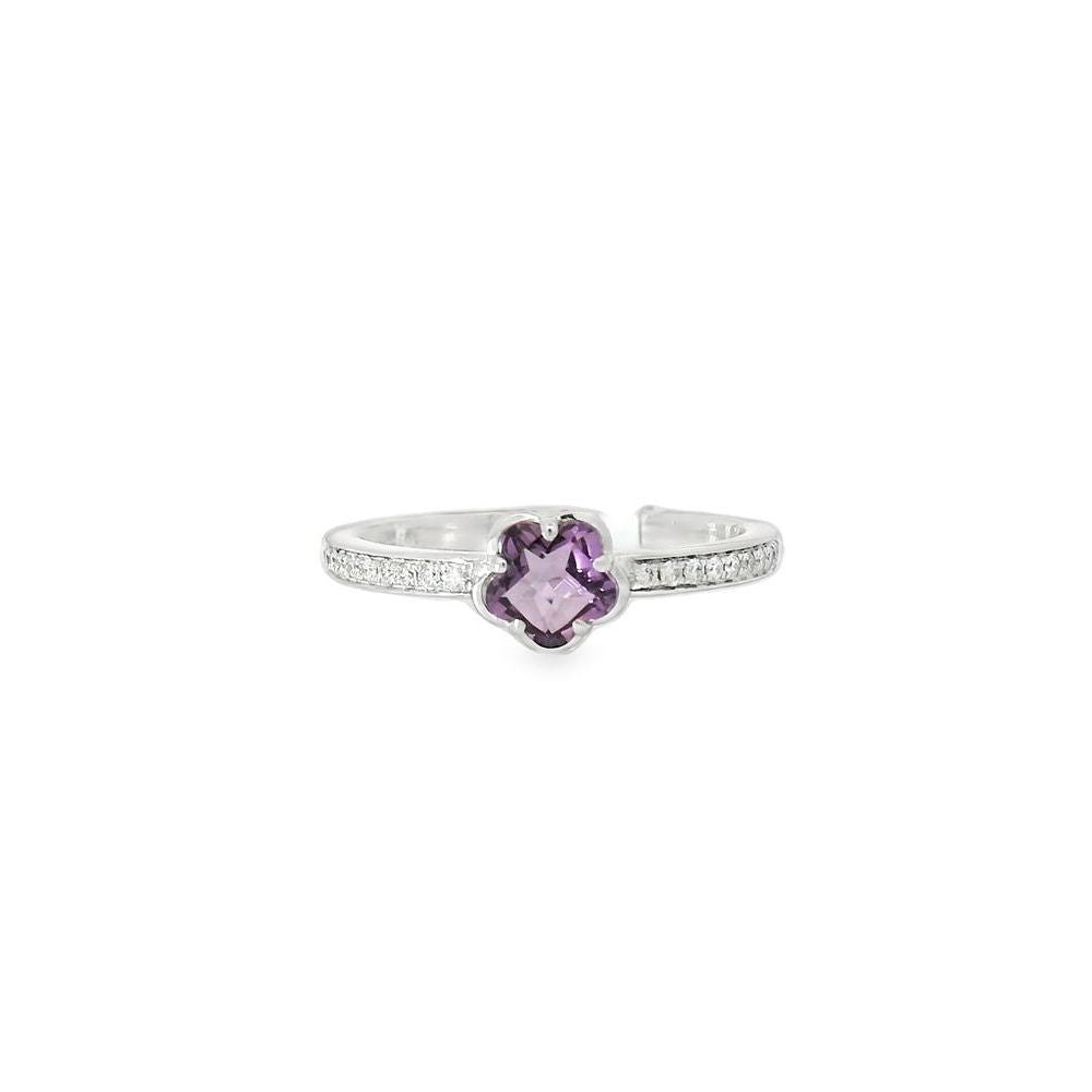 Amazing Rose Style Amethyst & Diamond Ring