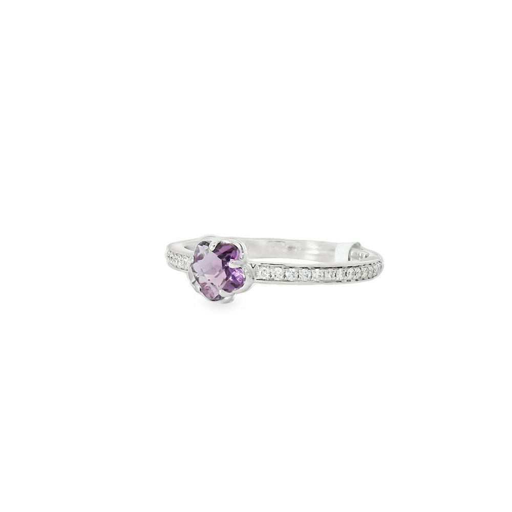 Amazing Rose Style Amethyst & Diamond Ring