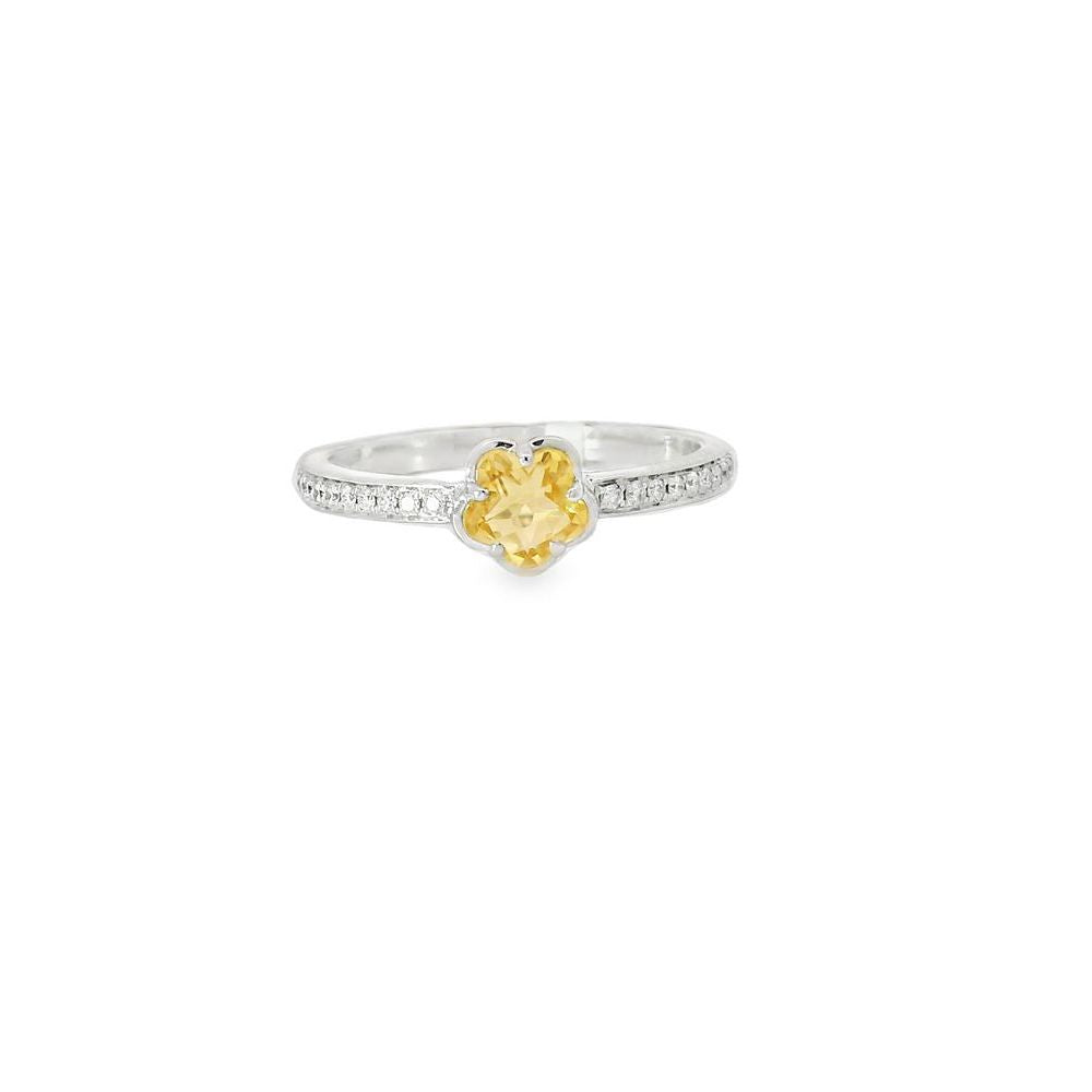 Amazing Rose Style Citrine & Diamond Ring