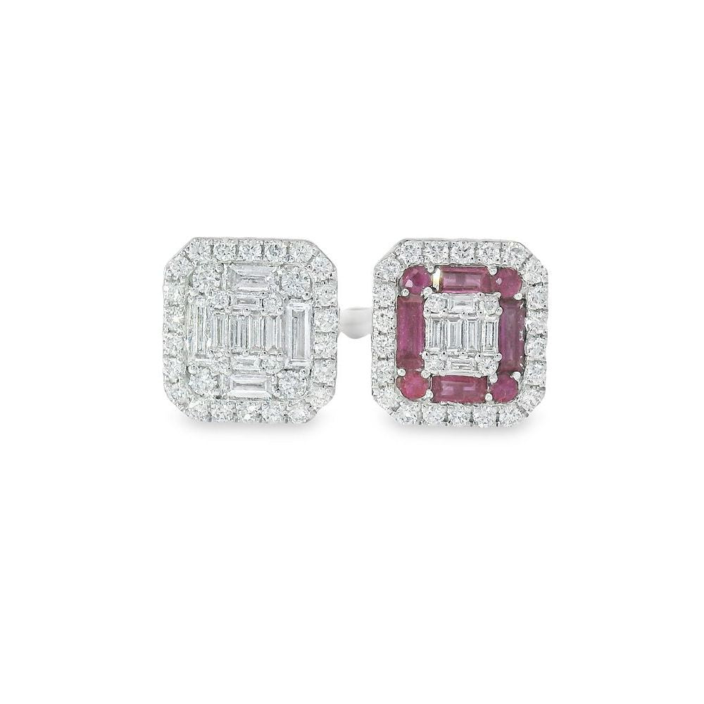 Exotic Full Diamond & Ruby Open Ring