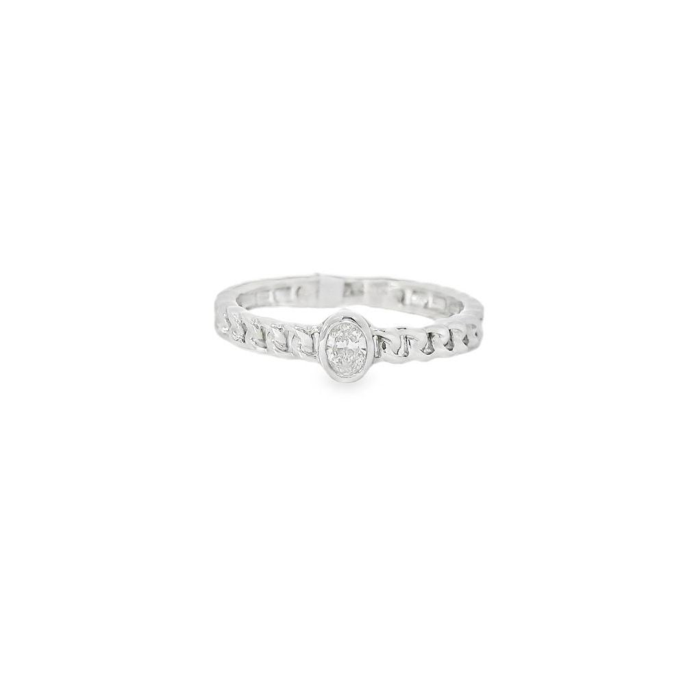Stunning Oval Diamond Solid Cuban Chain Ring