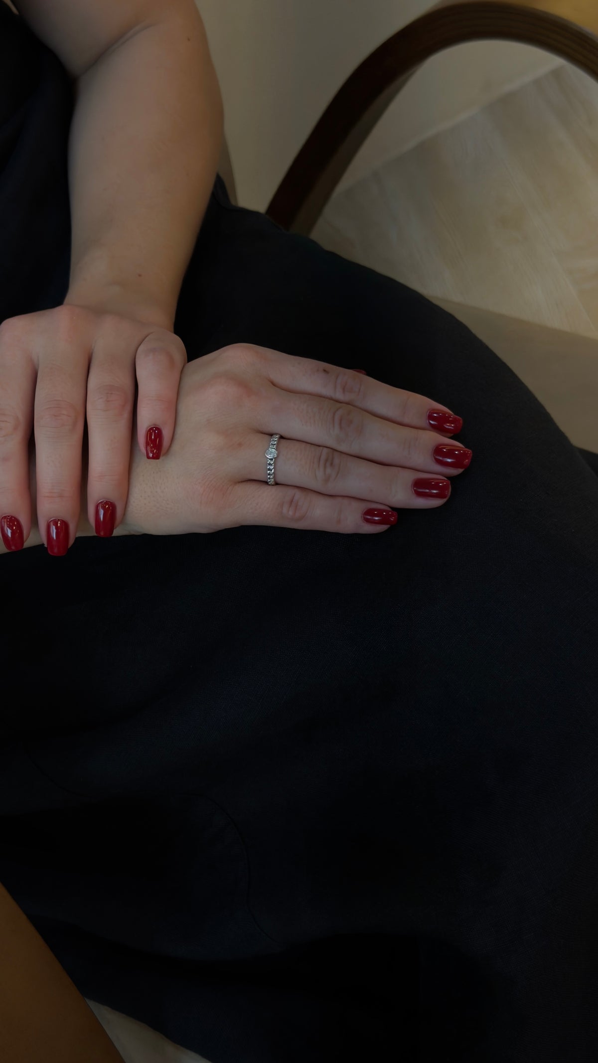 Stunning Oval Diamond Solid Cuban Chain Ring - additional view