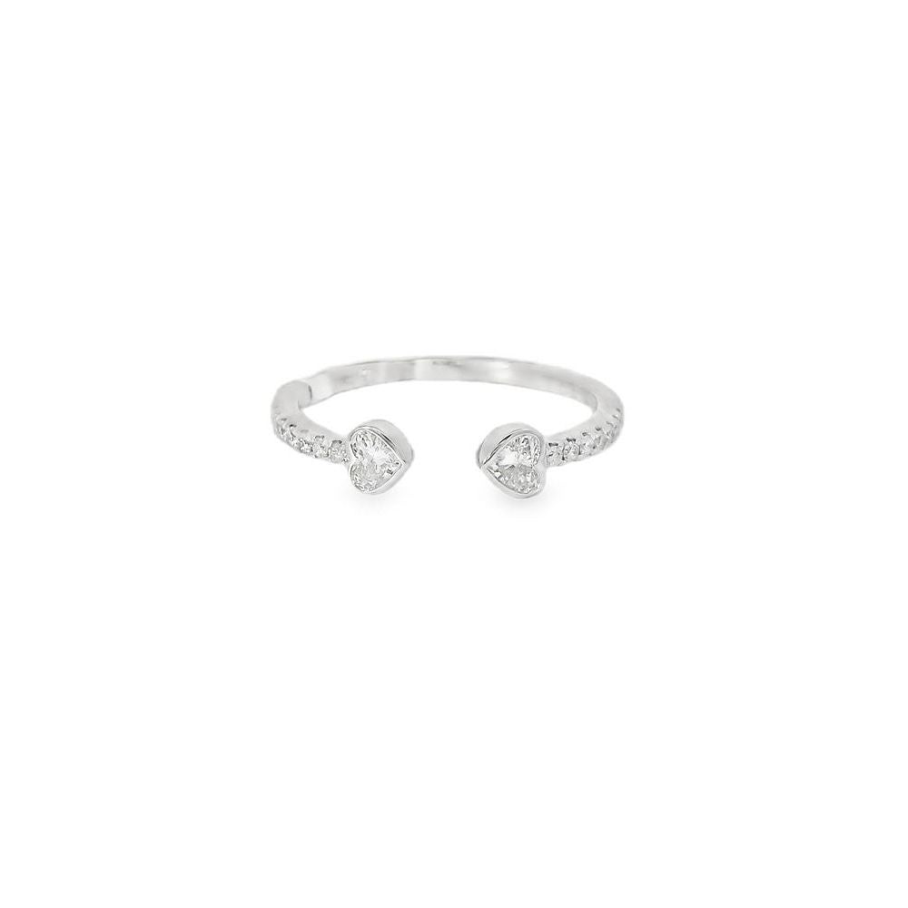 Lovely Double Heart Diamond Open Ring