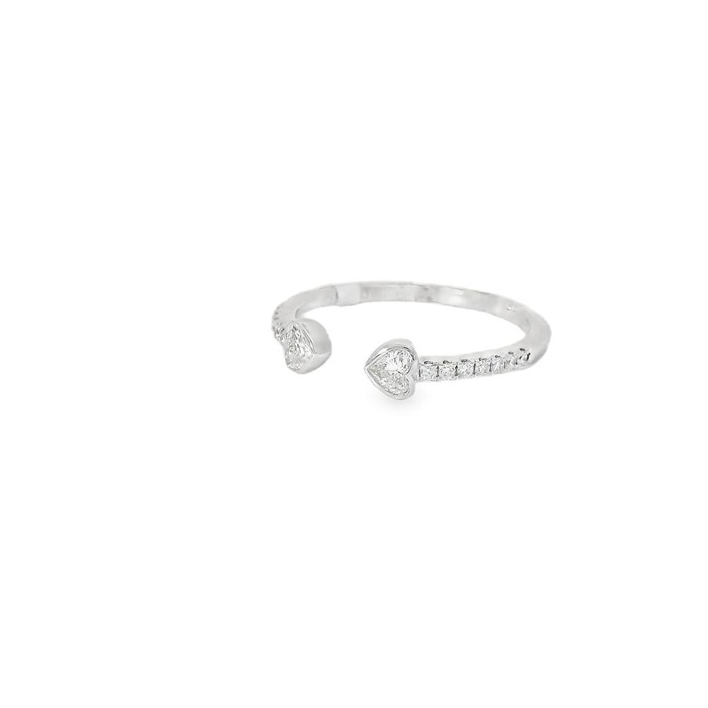 Lovely Double Heart Diamond Open Ring