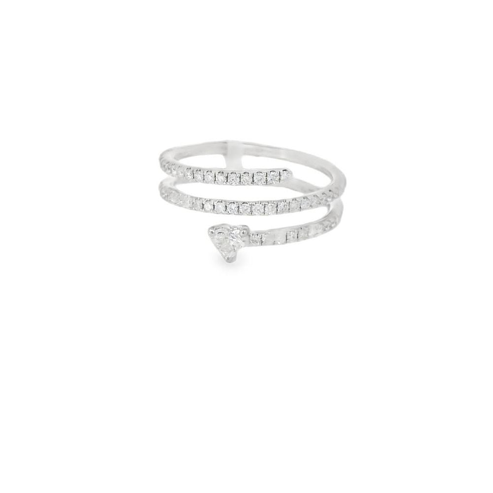 Charming Heart Solitaire Layered Diamond Open Ring