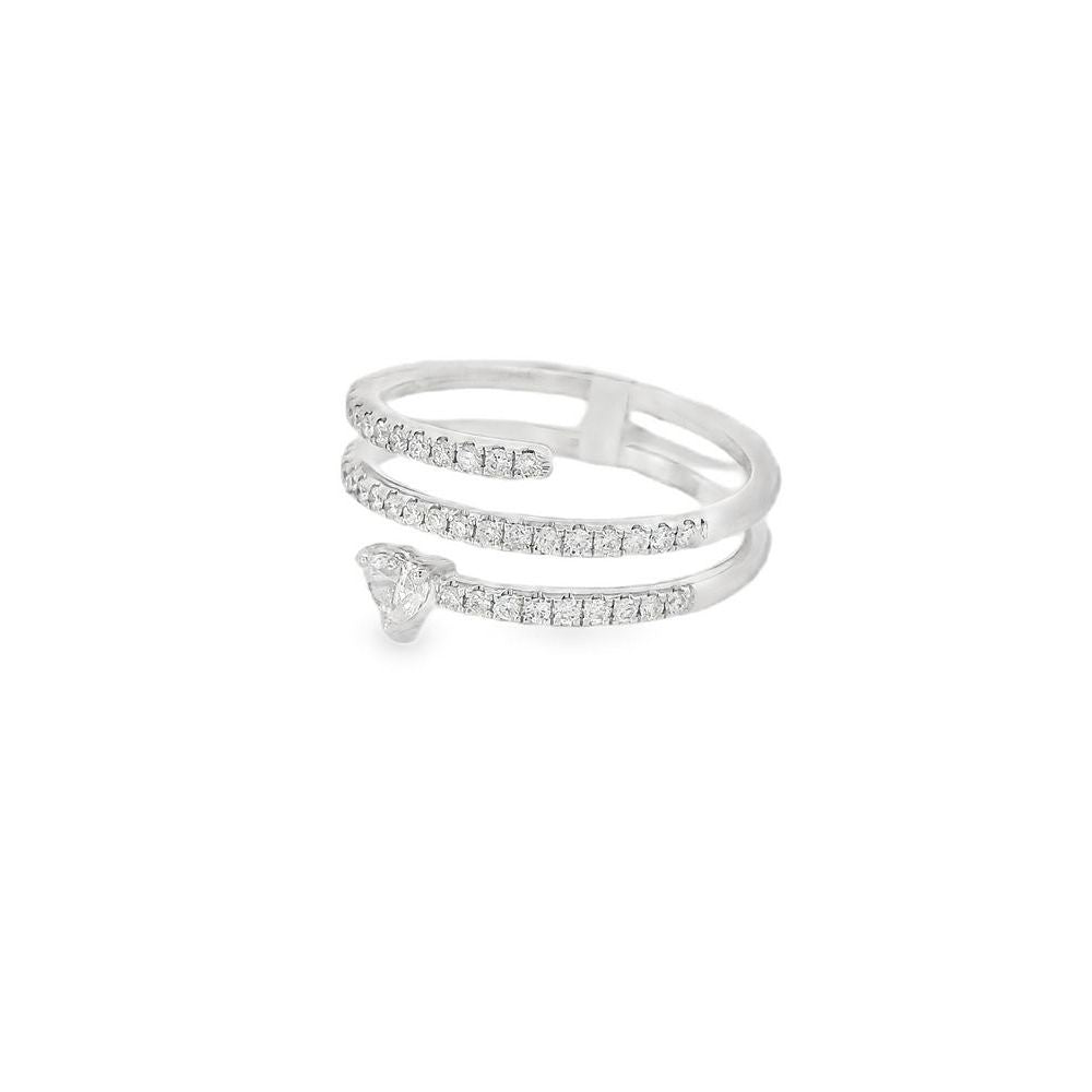 Charming Heart Solitaire Layered Diamond Open Ring
