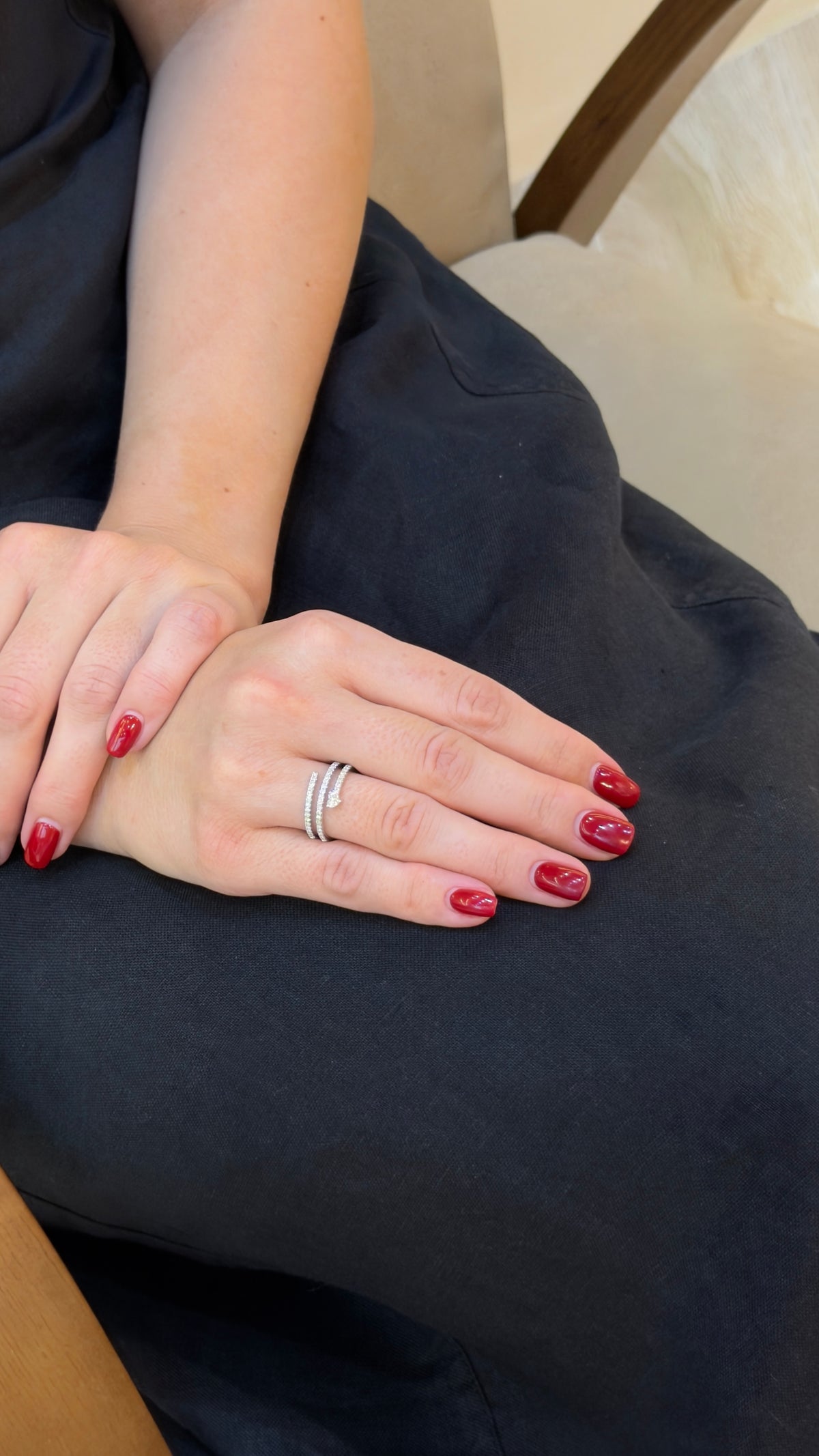 Charming Heart Solitaire Layered Diamond Open Ring - additional view