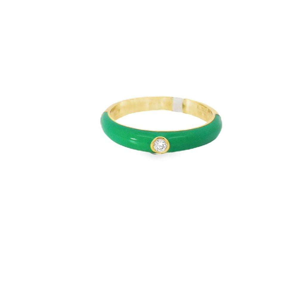 Fabulous Green Mina Single Diamond Yellow Ring