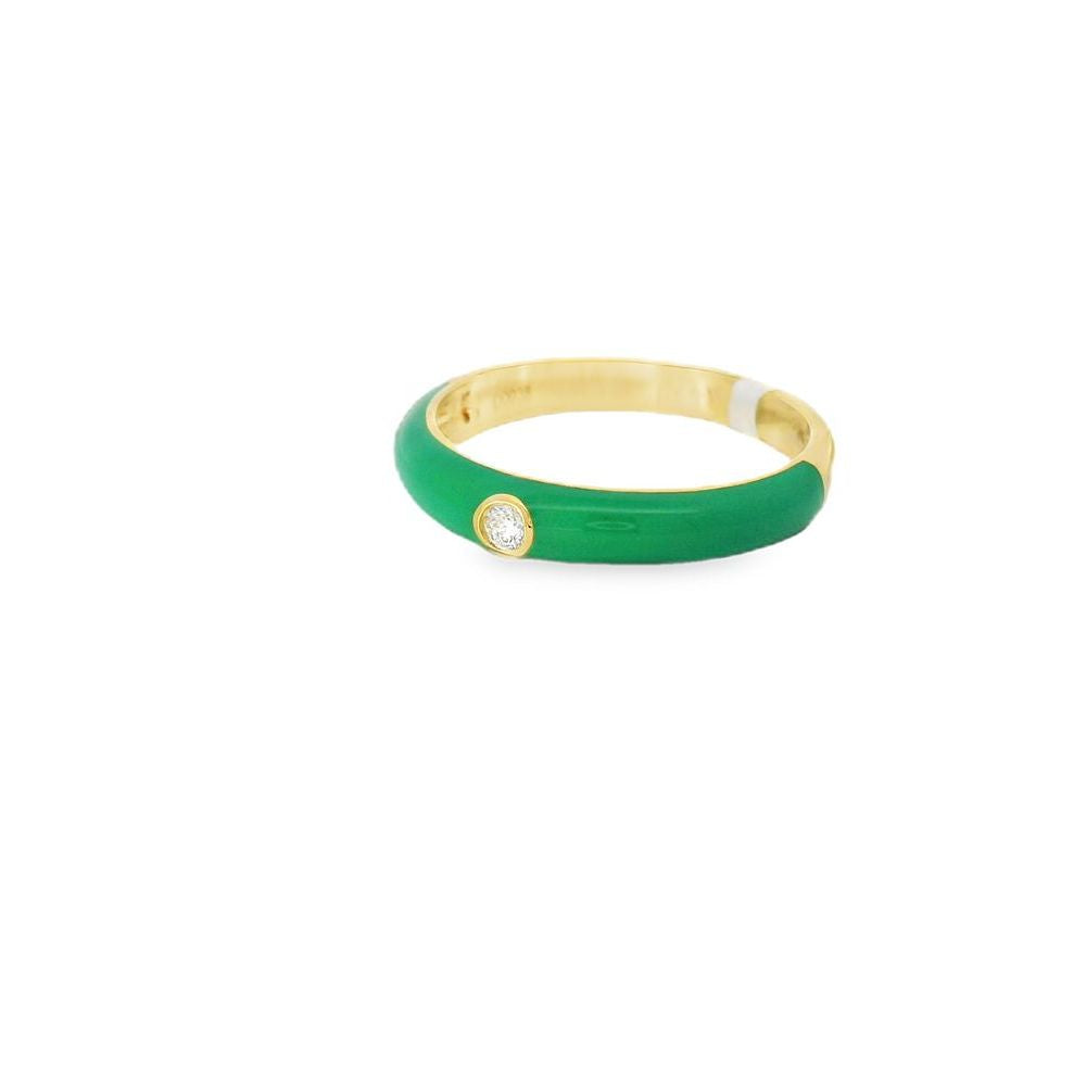 Fabulous Green Mina Single Diamond Yellow Ring