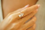 Delicate Rose & Heart Diamond Open Ring - additional view