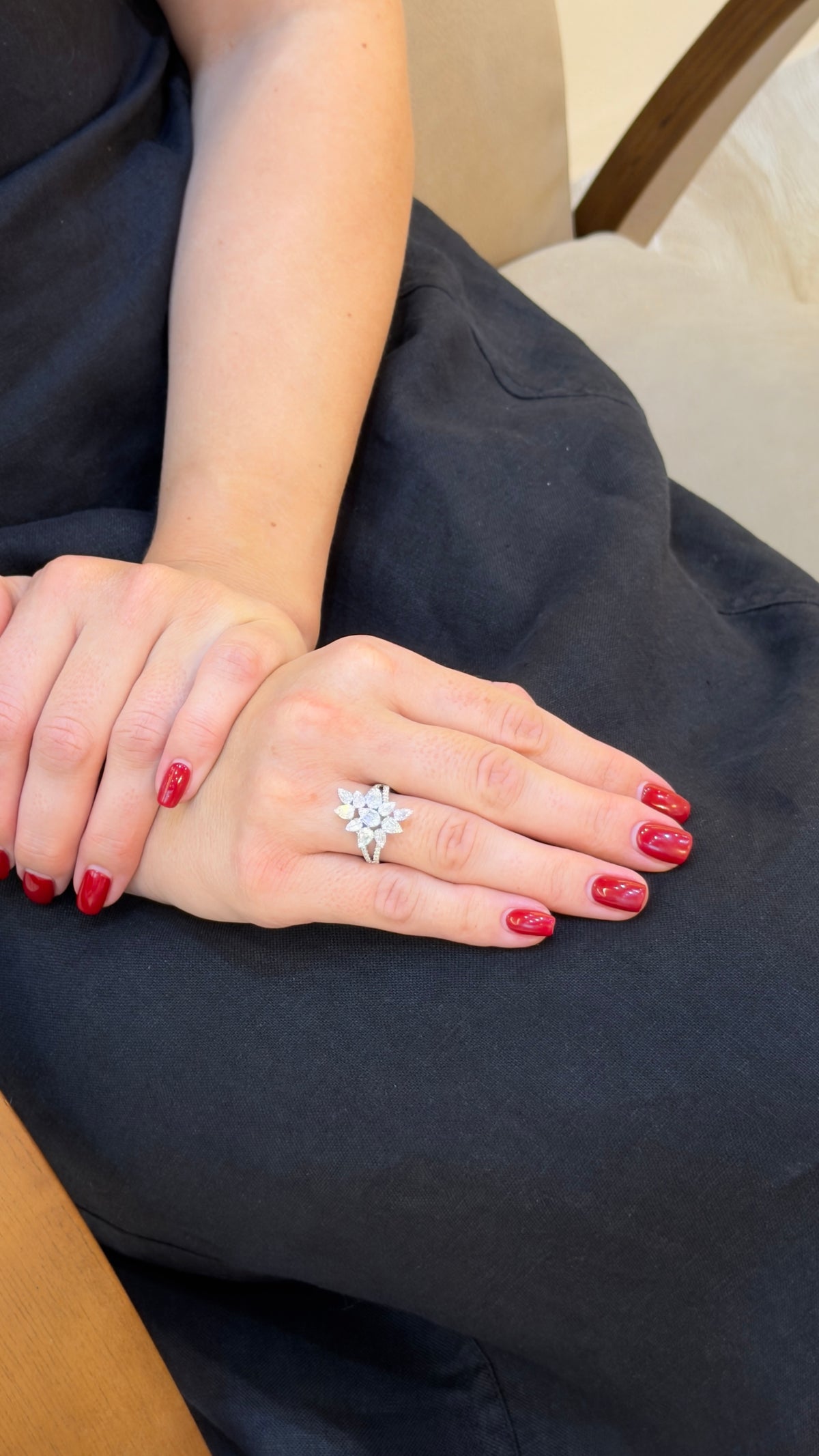 Luxuriant Flowery Pears Diamond Ring - additional view