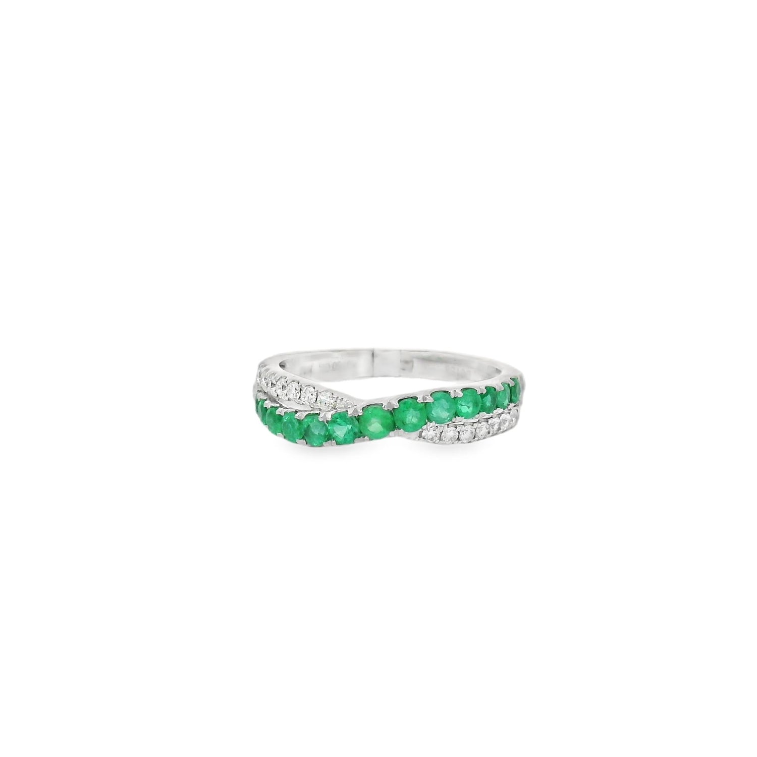 Stunning Emerald & Diamond Intertwined Ring
