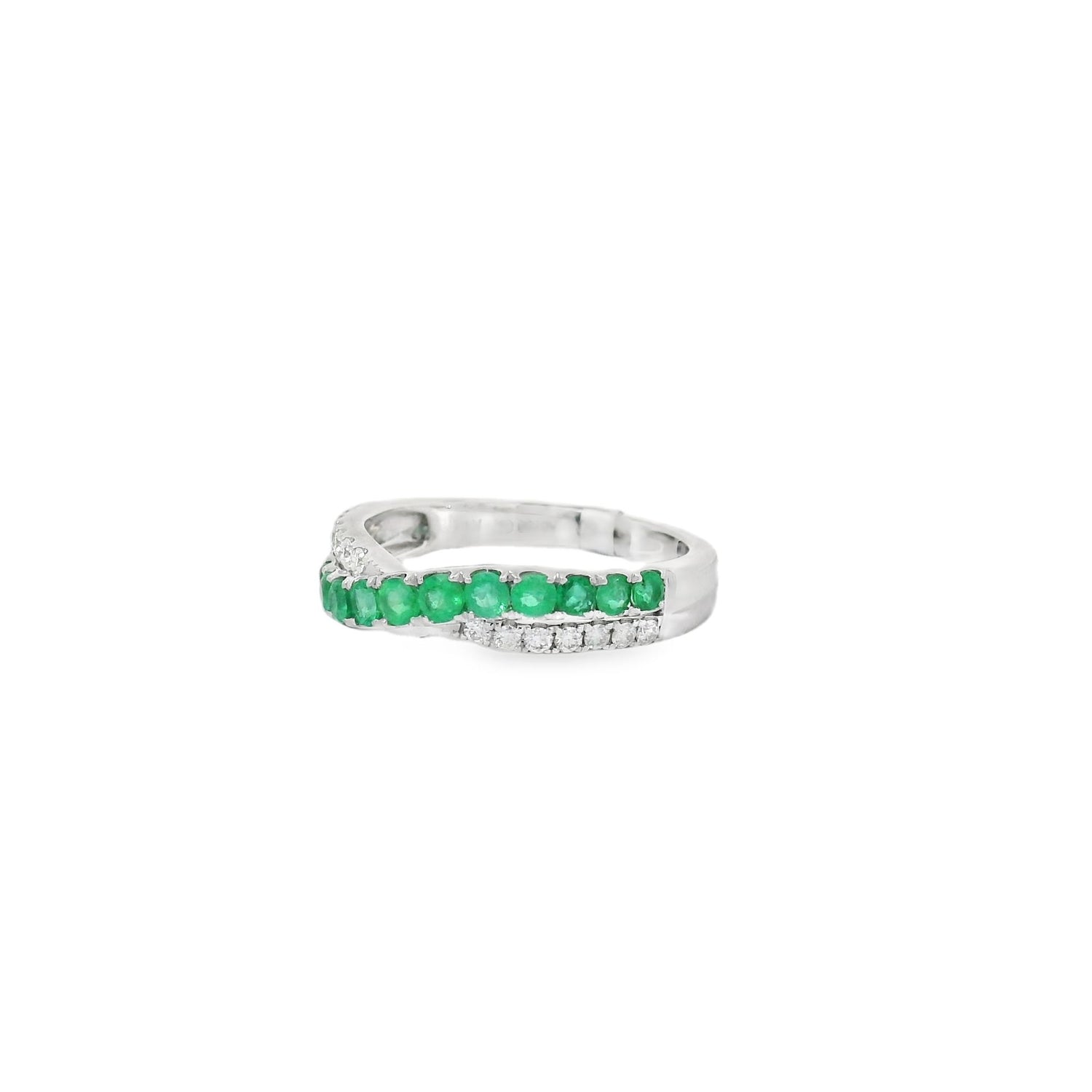 Stunning Emerald & Diamond Intertwined Ring