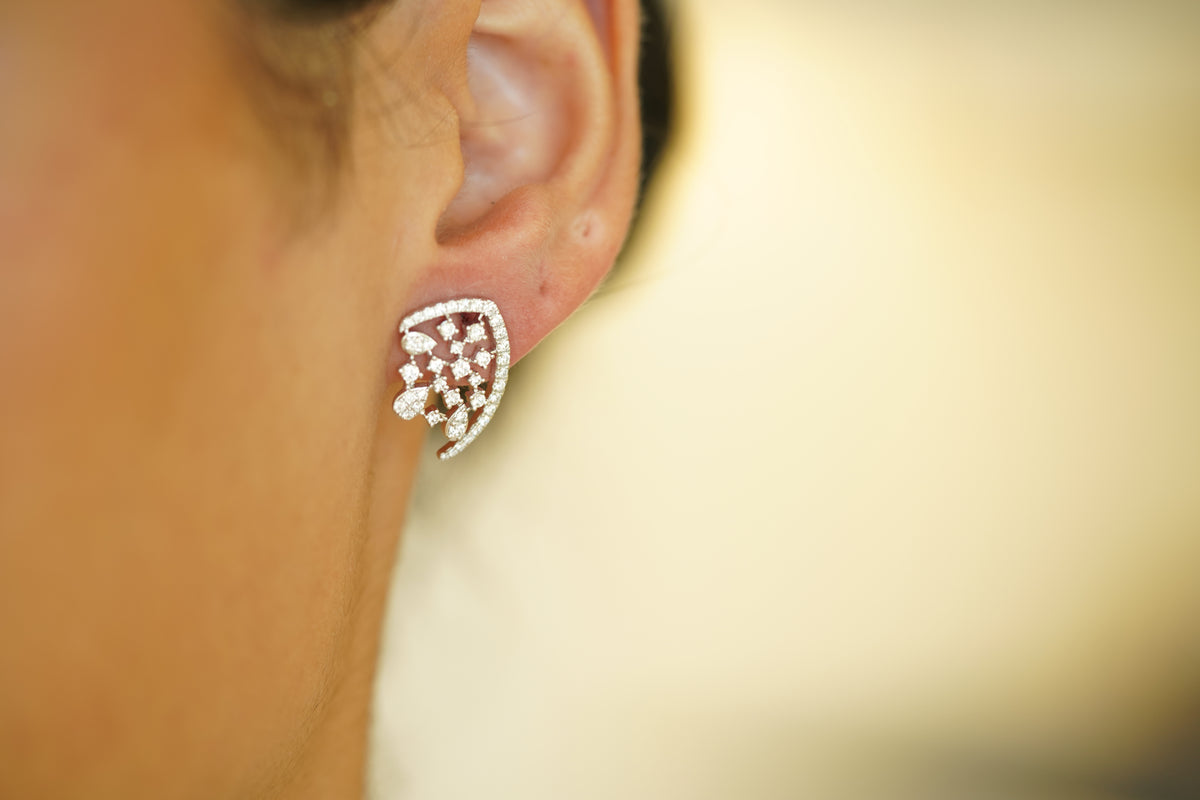 Dazzling Net Links Diamonds Earrings - additional view