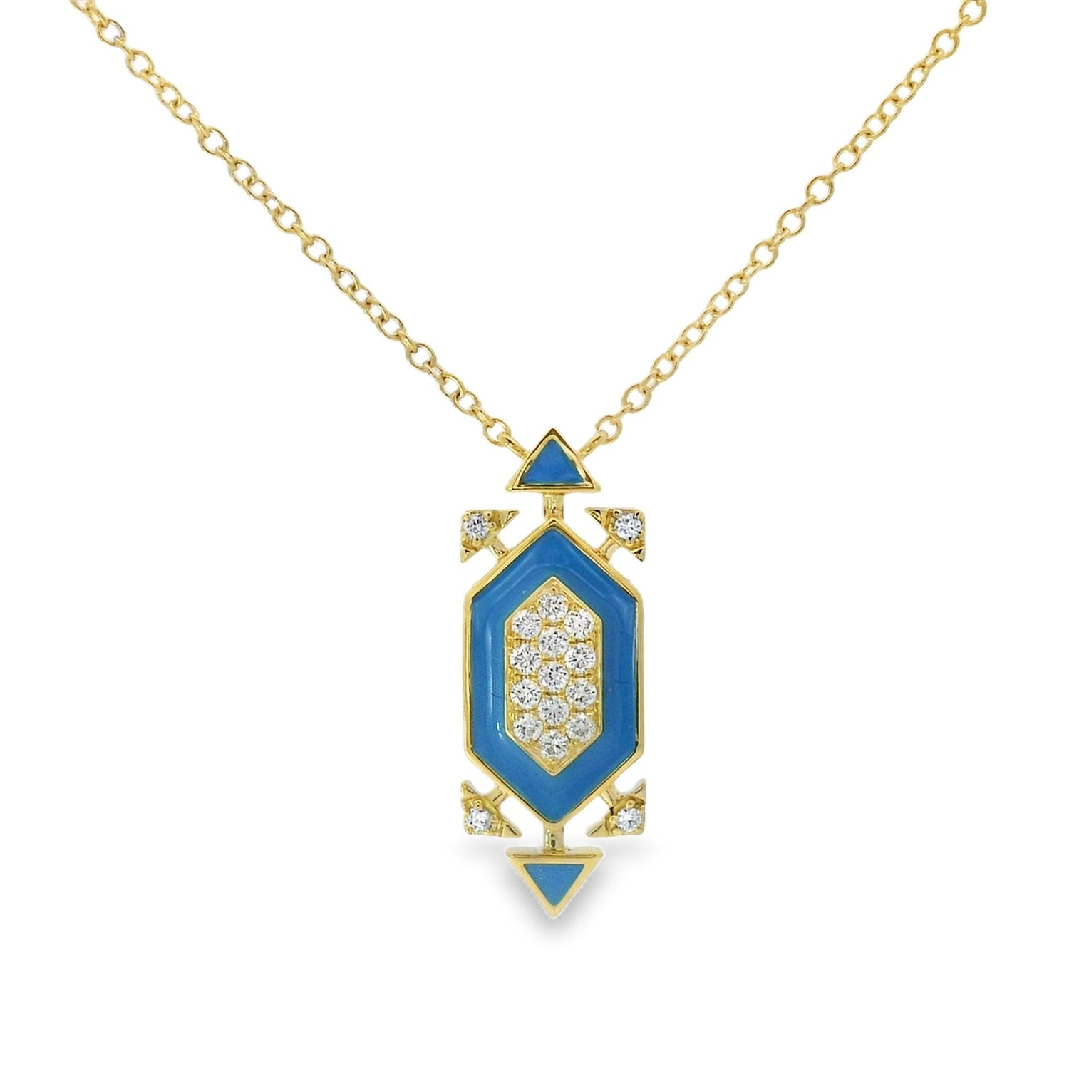 Fabulous Blue Mina Frame Yellow Pendant