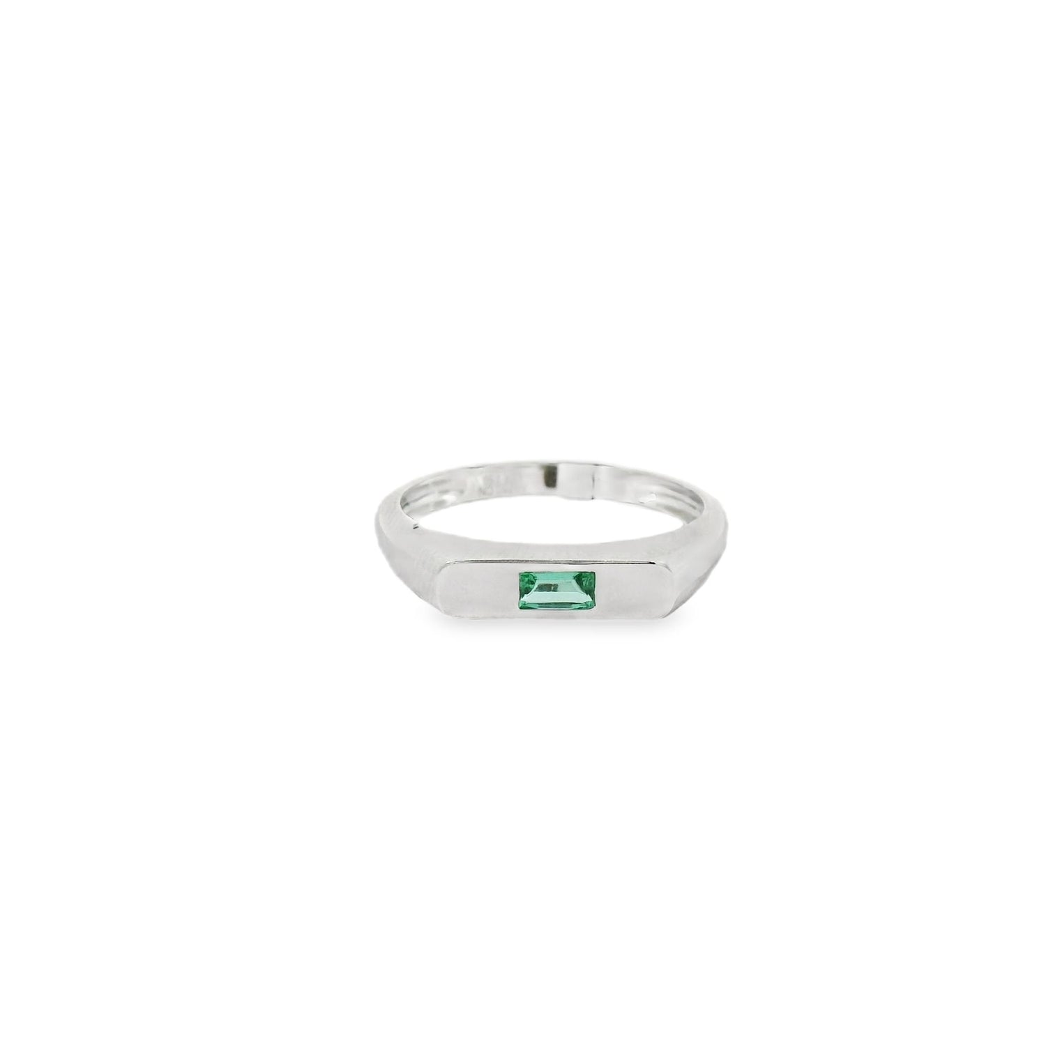 Delicate Centered Emerald Pinky Ring