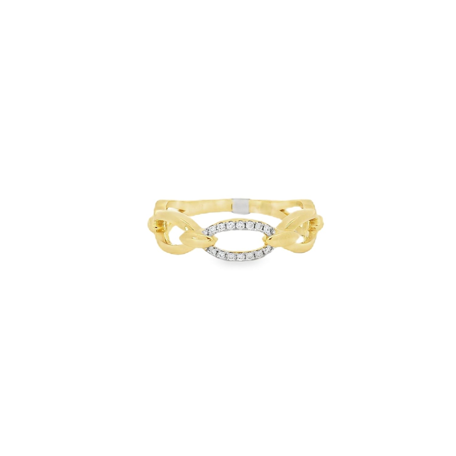 Elegant Centered Diamond Solid Chain Yellow Ring