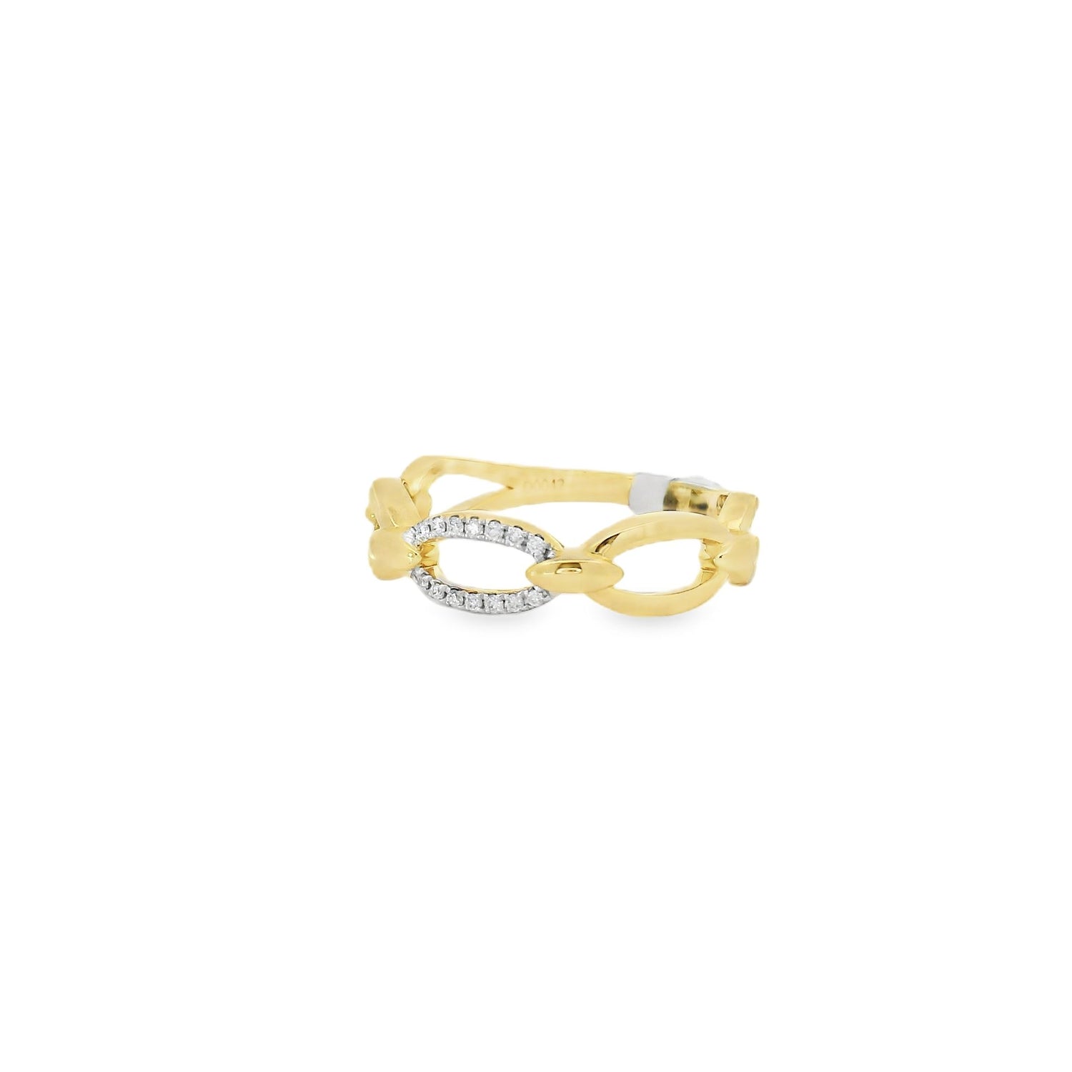 Elegant Centered Diamond Solid Chain Yellow Ring
