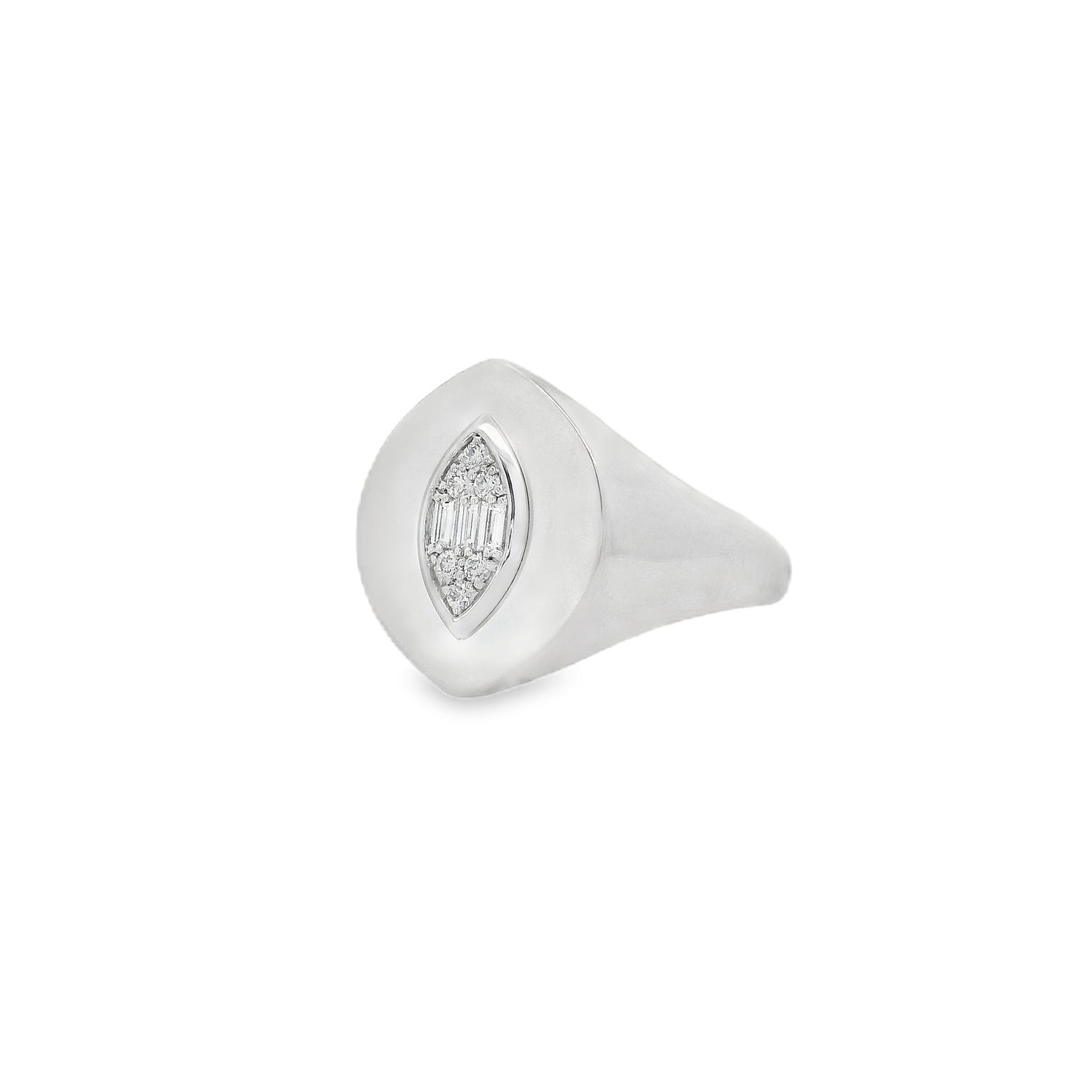 Exotic Marquise Diamond White Pinky Ring