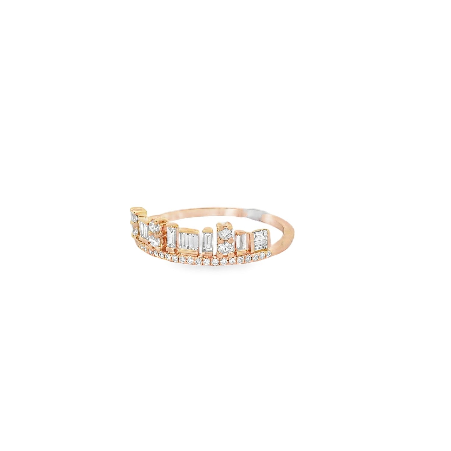 Charming Stacked Baguettes Diamond Rose Gold Ring