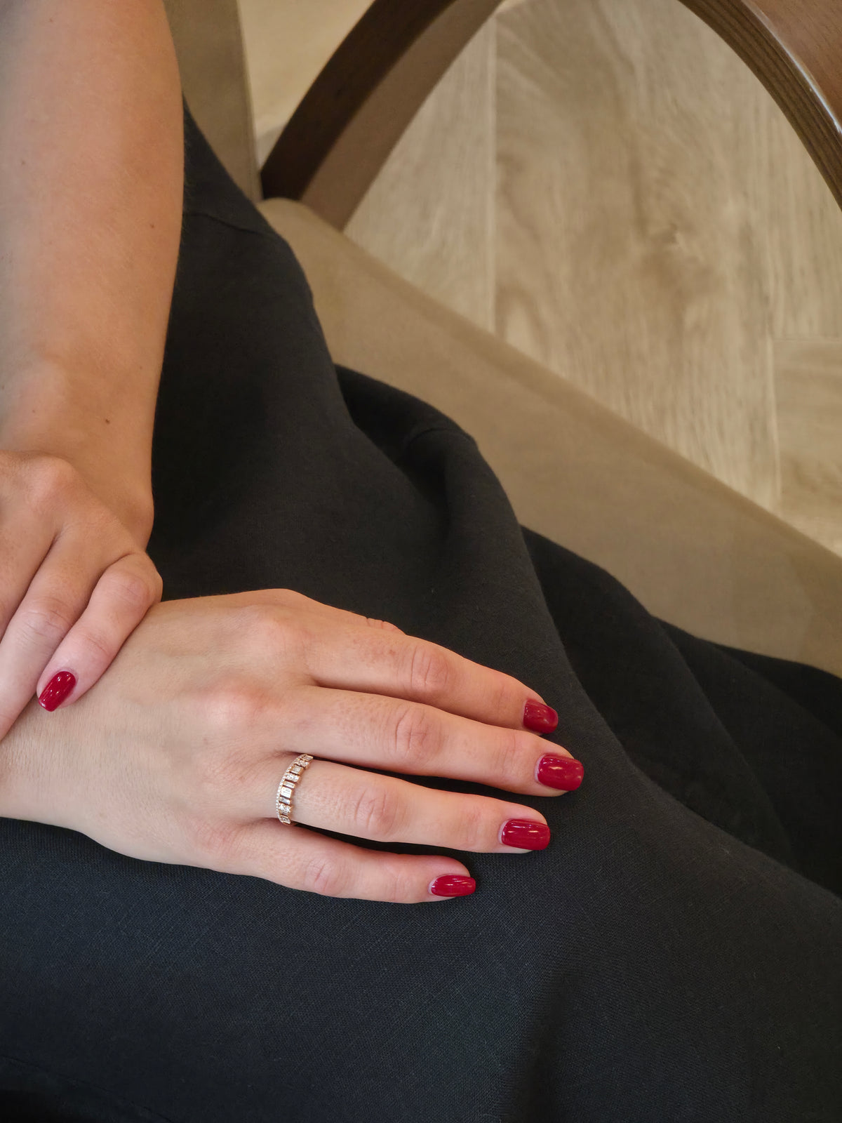 Charming Stacked Baguettes Diamond Rose Gold Ring - additional view