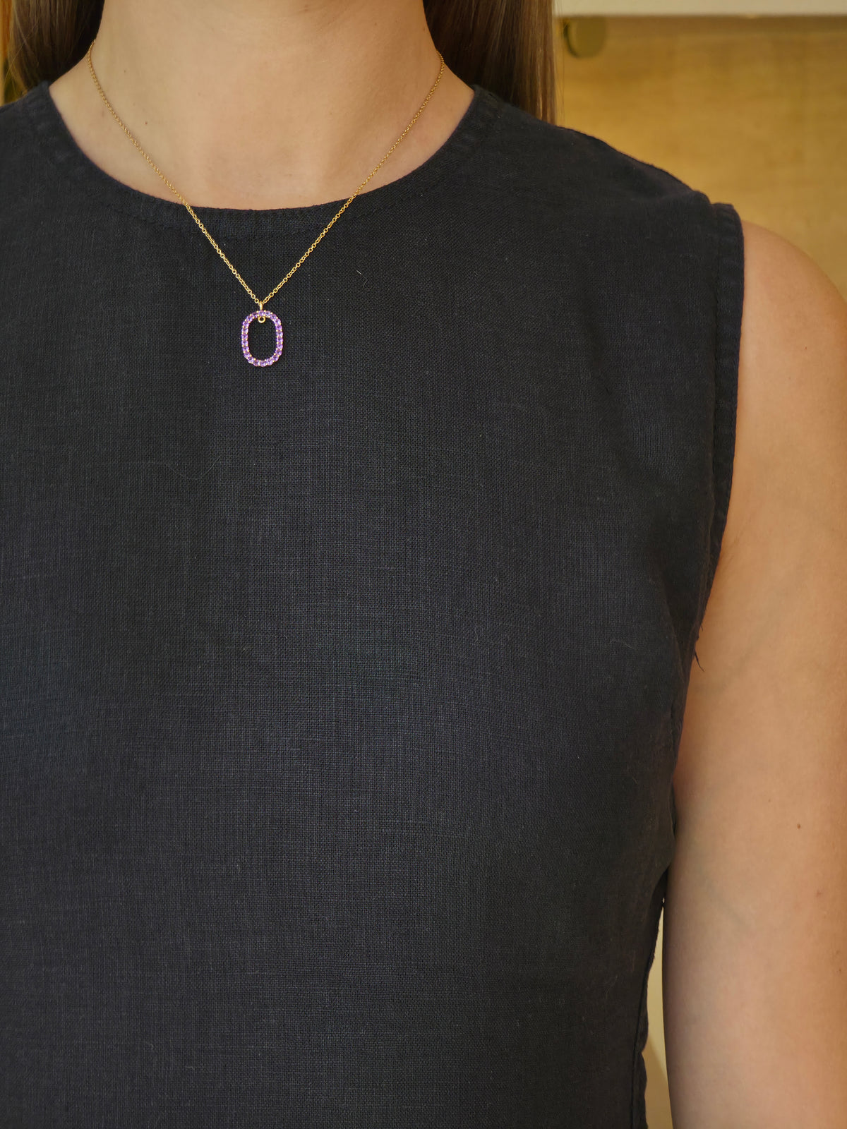 Delicate Squoval Amethyst Pendant - additional view