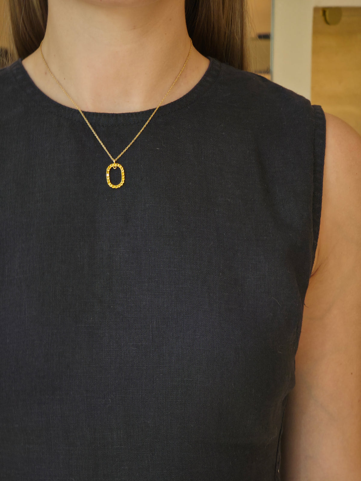 Delicate Squoval Citrine Pendant - additional view