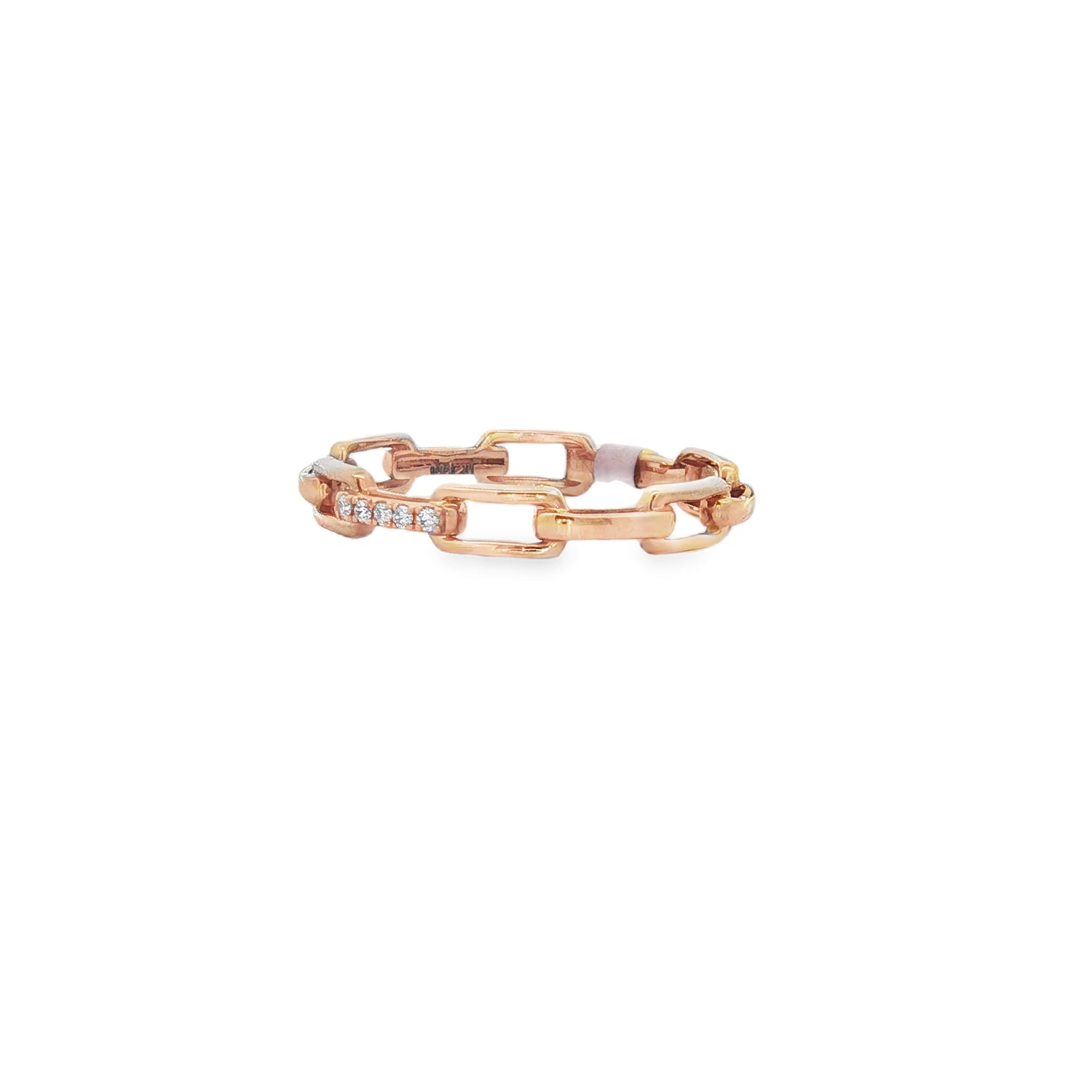 Diamond Paper Clip Rose Gold Chain Ring