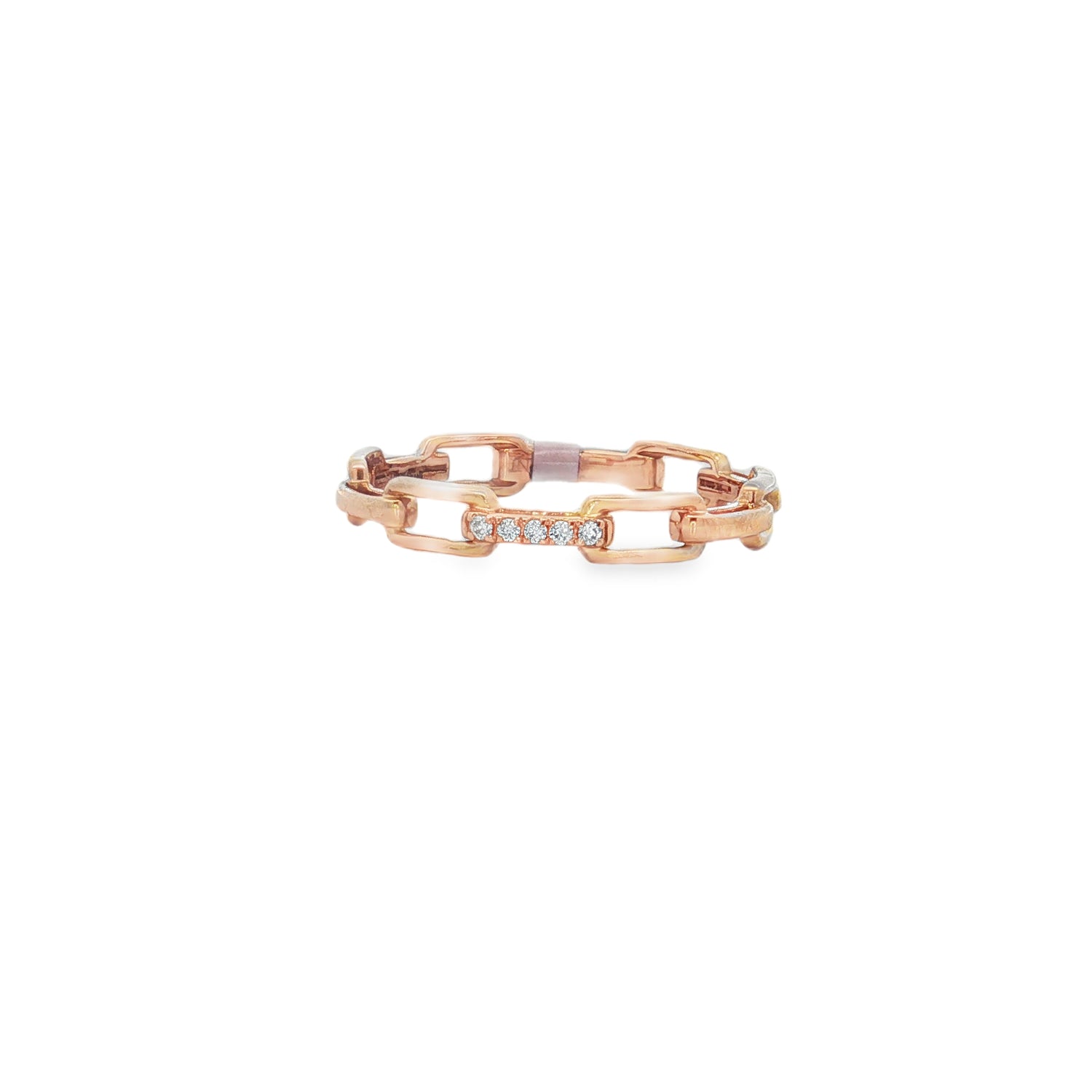 Diamond Paper Clip Rose Gold Chain Ring