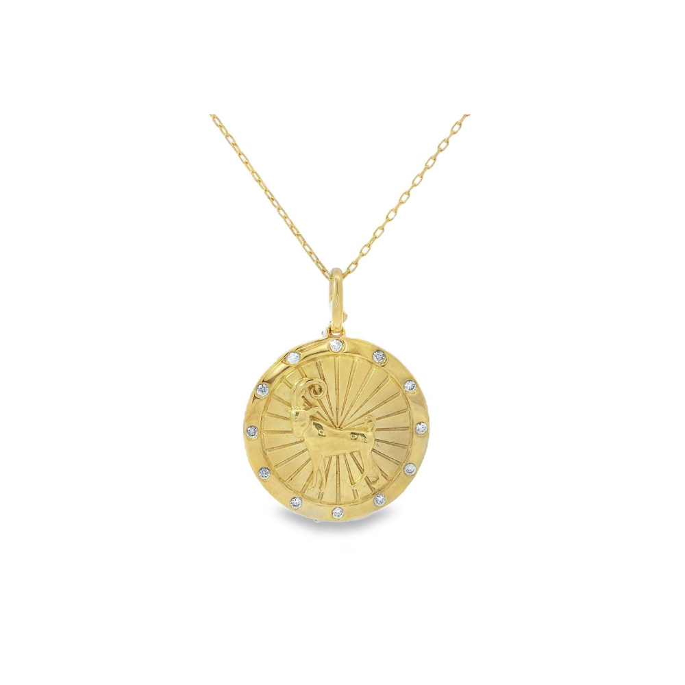 Zodiac Aries Gold & Diamond Pendant