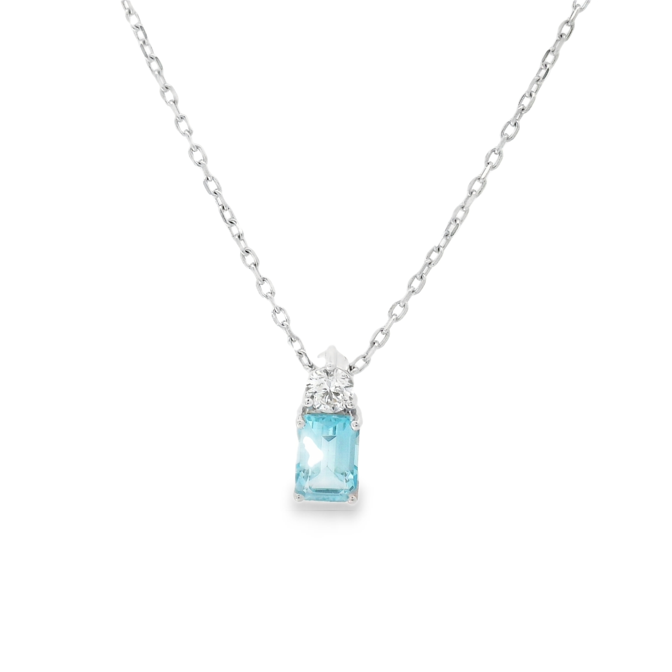 Soft Topaz & Round Brilliant Diamond Pendant