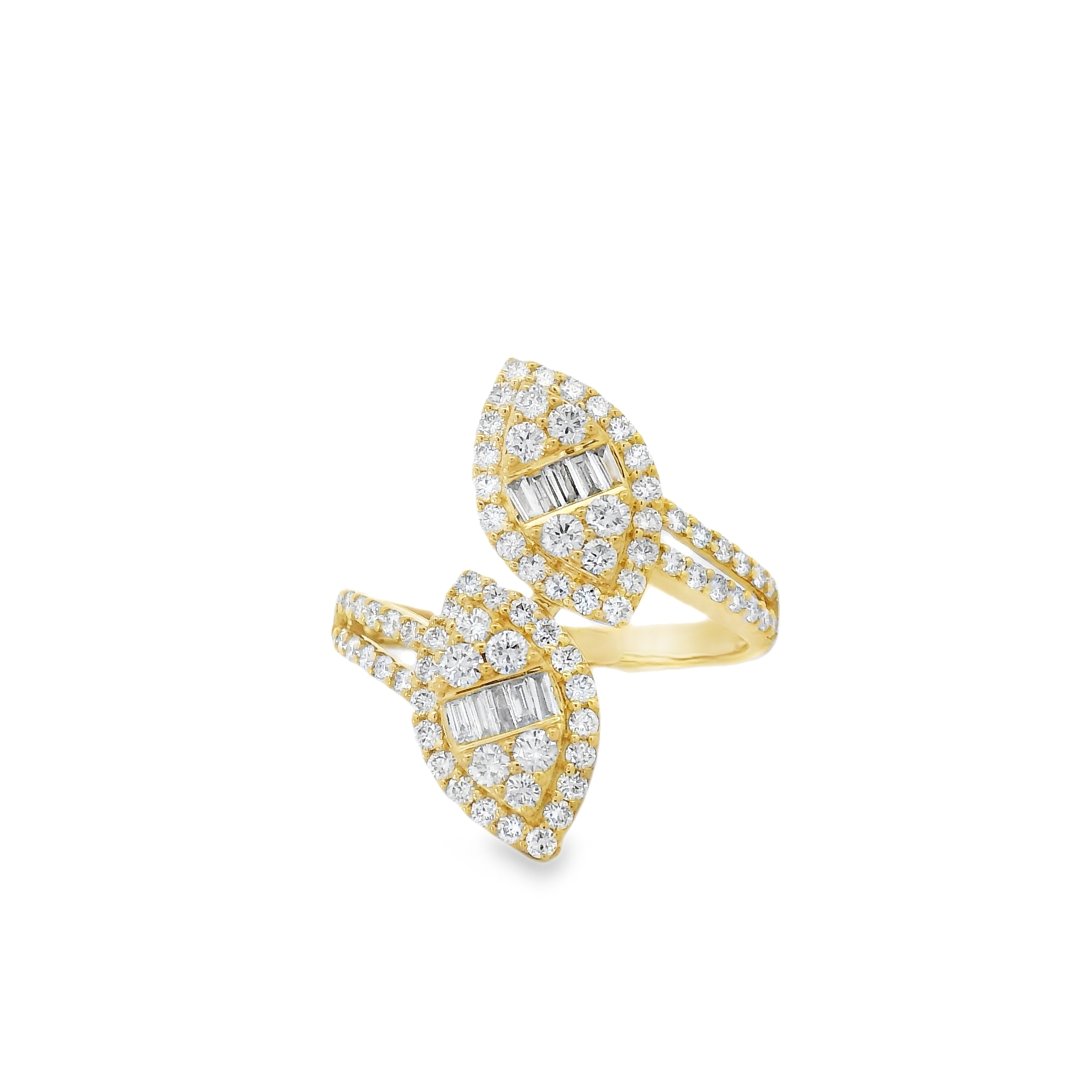 Elegant Dual Marquise Cluster Diamond Yellow Ring