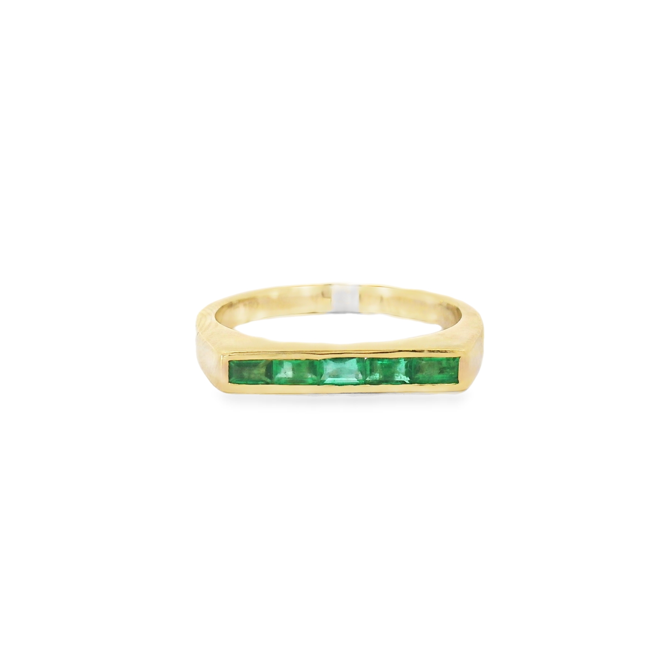 Chic Step Cut Emeralds Yellow Ring