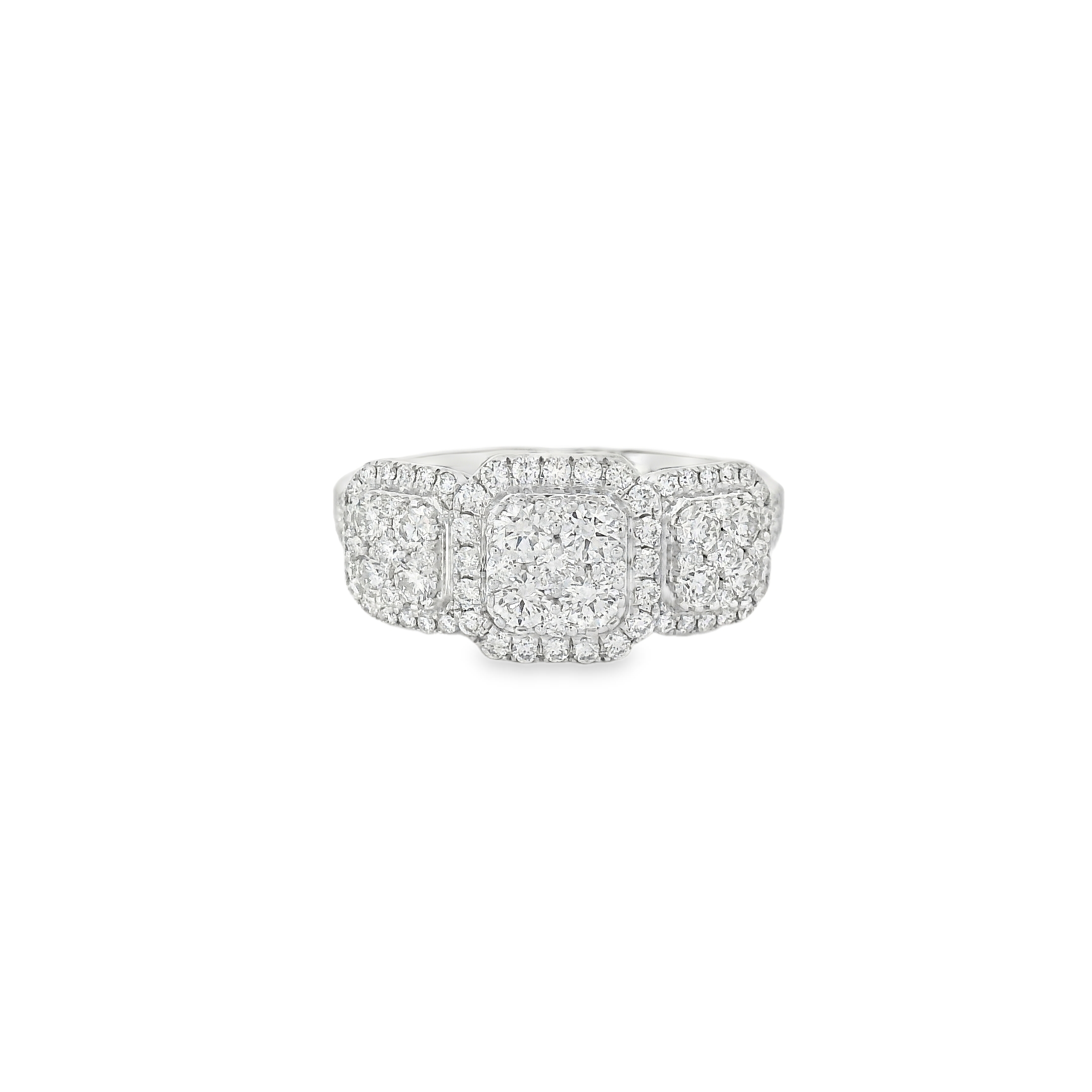 Exquisite Three-Stone Square Diamond Ring