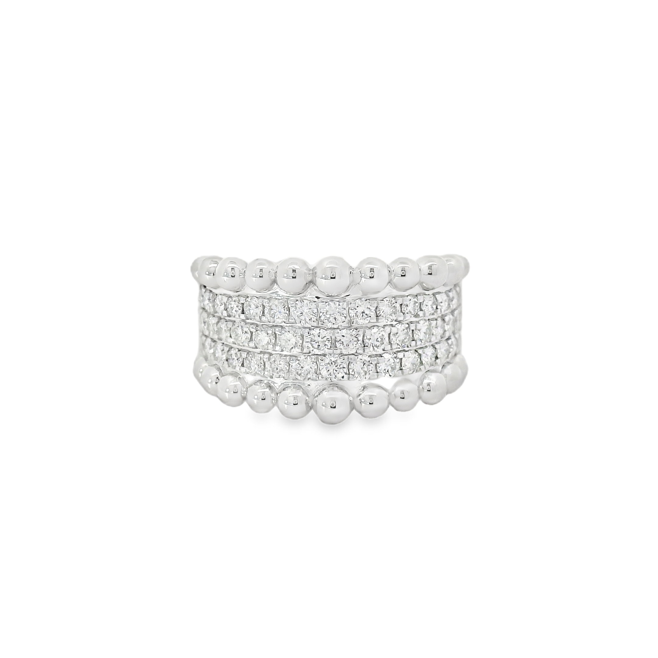 Mystic Three Rows of Diamond Beaded Ring