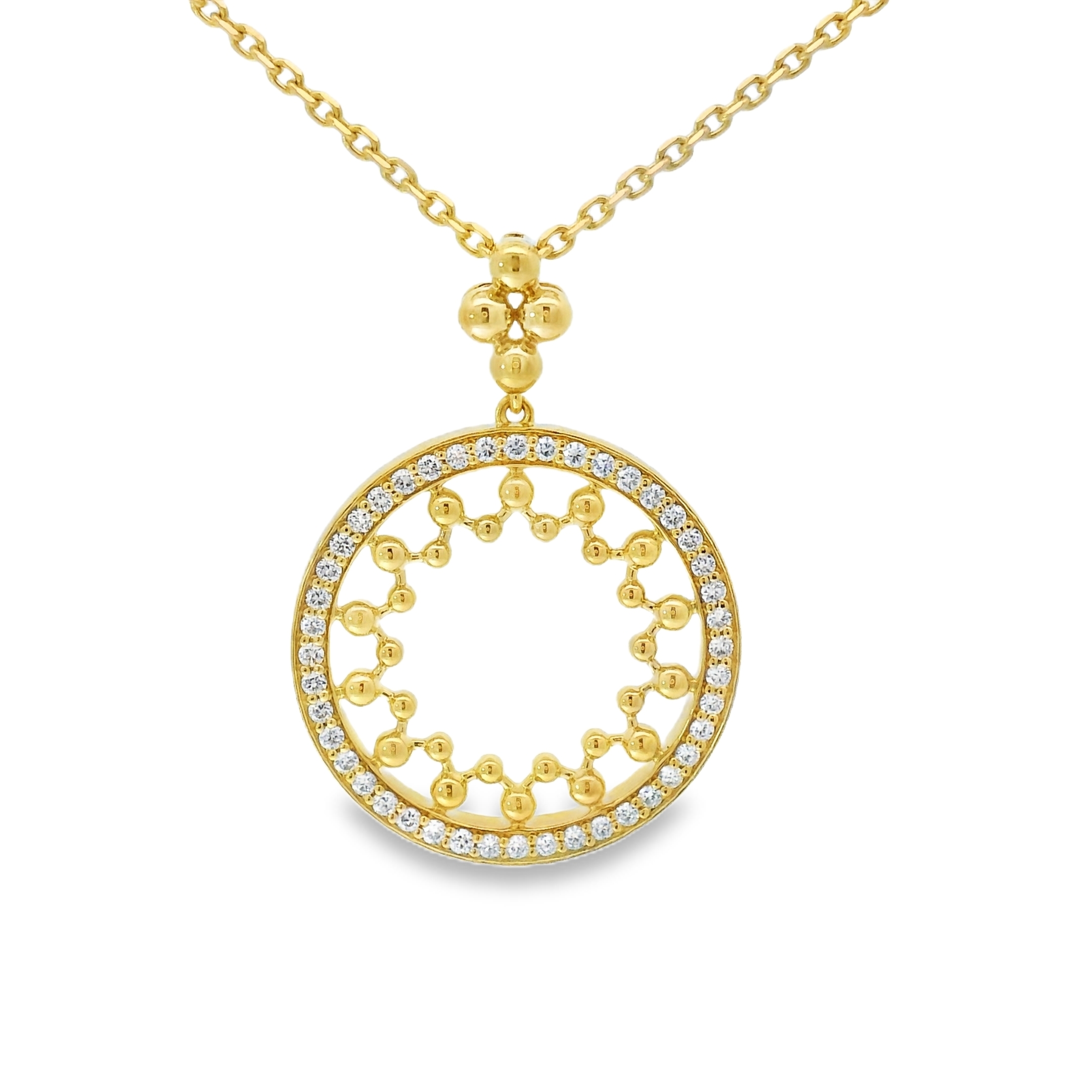 Charming Diamond Framed Yellow Circle Pendant