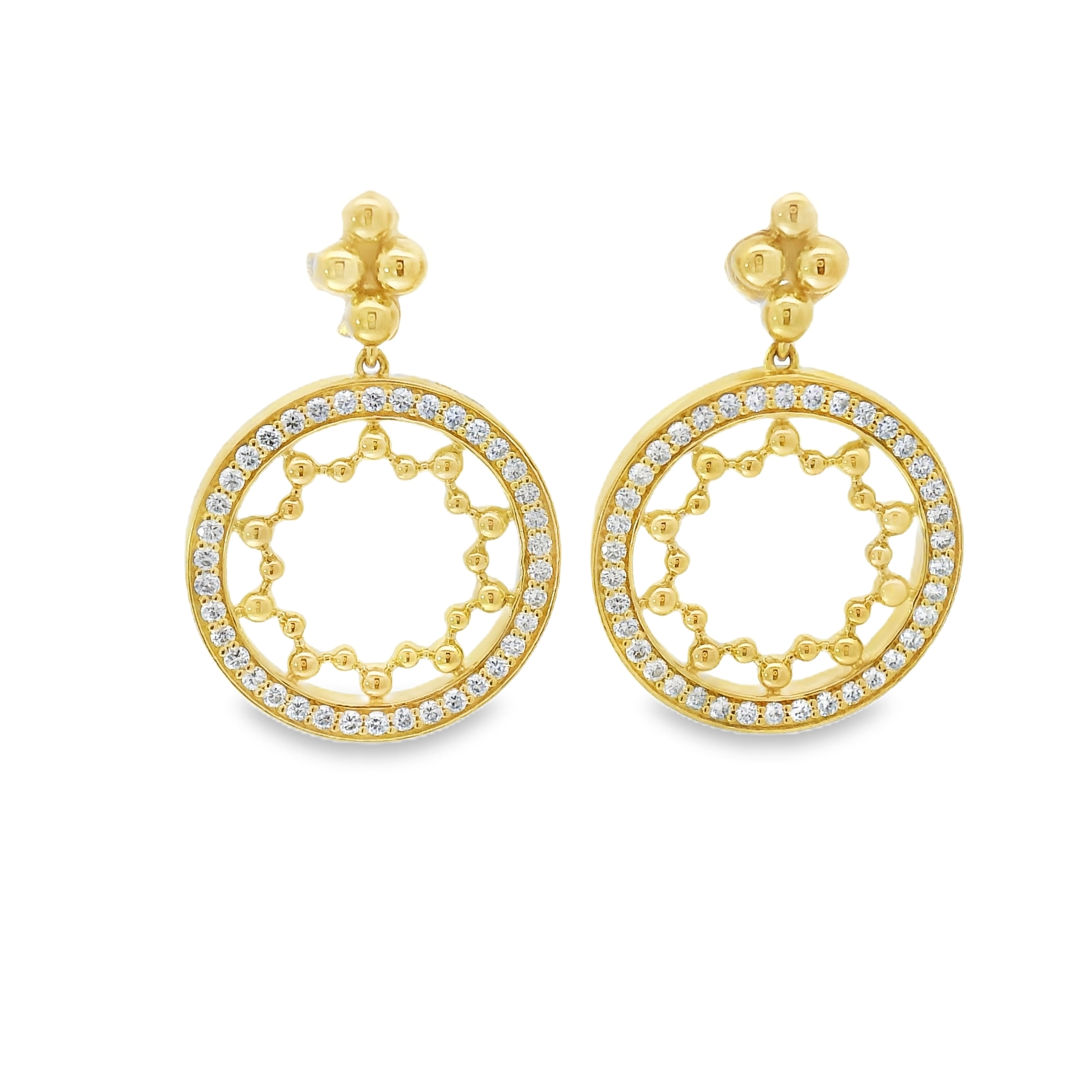 Charming Diamond Framed Yellow Circle Earrings