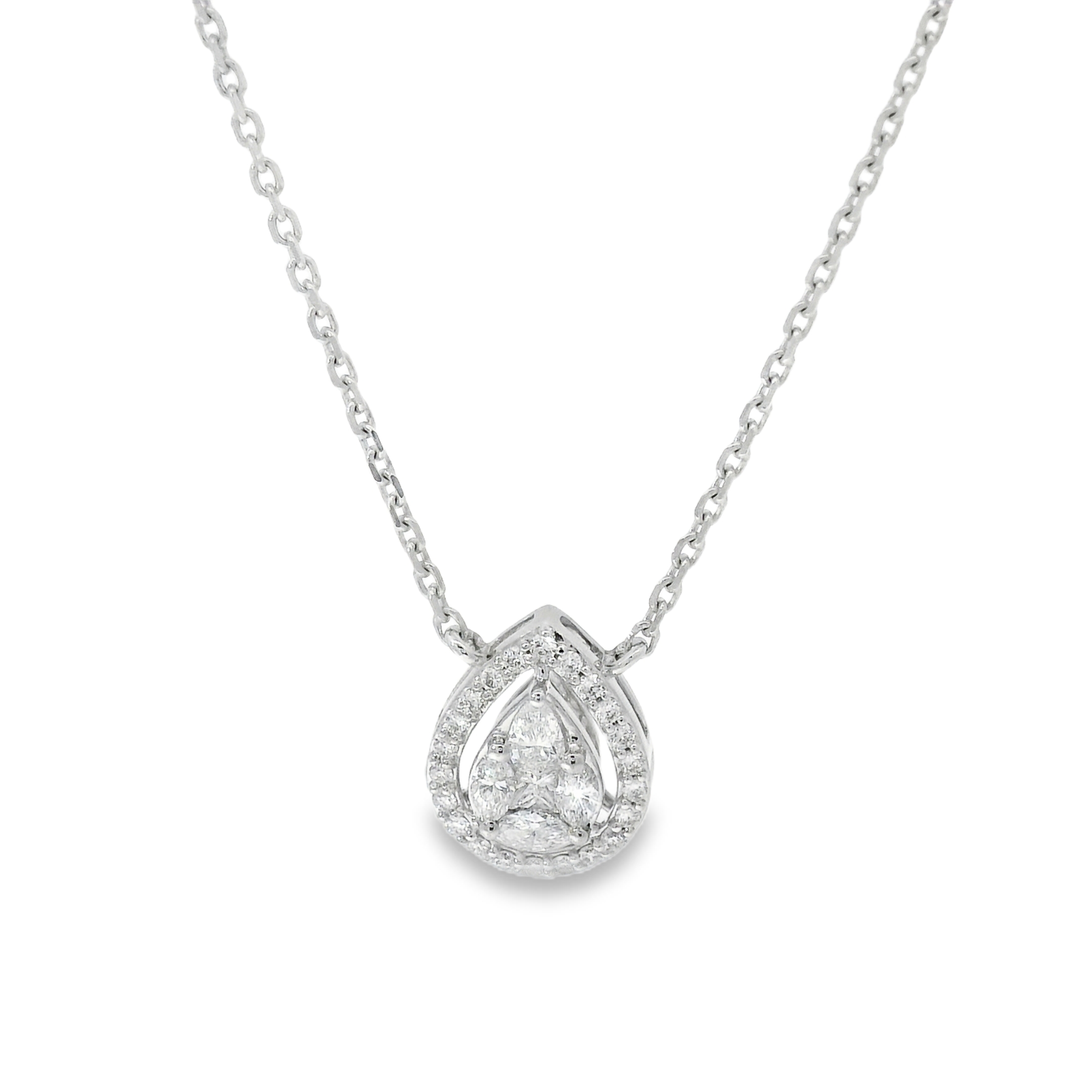 Stunning Cluster Pear Diamond Pendant